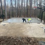 Keywords: Our WorkOur work involves constructing a concrete basketball court in a backyard.